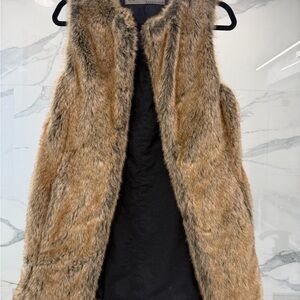 Zara Basic Faux Fur Vest in Brown and Black